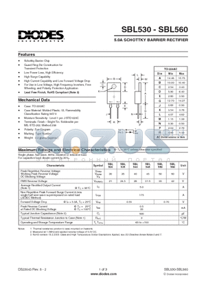 SBL550 datasheet - 5.0A SCHOTTKY BARRIER RECTIFIER