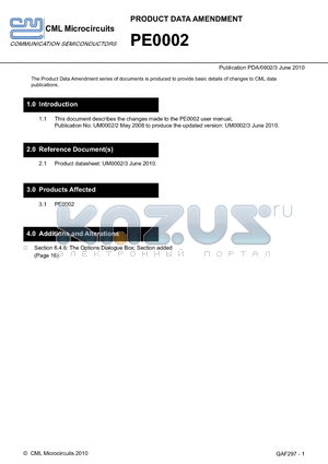 PE0002 datasheet - The Product Data Amendment series of documents