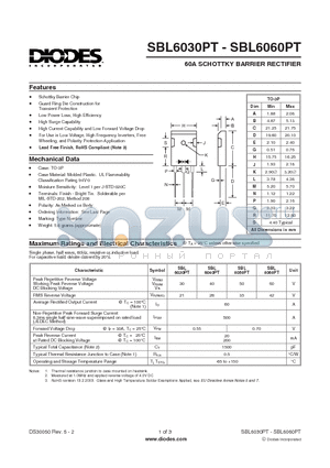 SBL6060PT datasheet - 60A SCHOTTKY BARRIER RECTIFIER