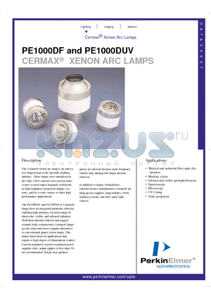 PE1000DUV datasheet - CERMAX  XENON ARC LAMPS