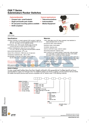 T205J1AGE2 datasheet - Subminiature Rocker Switches