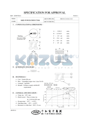 SR1011102KL datasheet - SMD POWER INDUCTOR