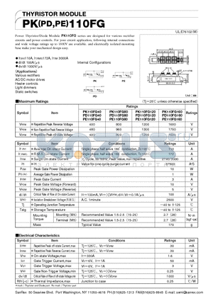 PE110FG80 datasheet - THYRISTOR MODULE