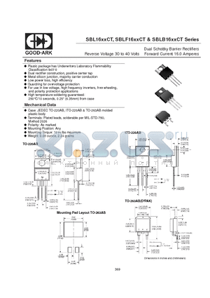 SBLB1630CT datasheet - Dual Schottky Barrier Rectifiers