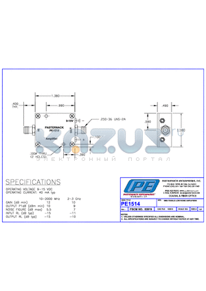 PE1514 datasheet - SMA FEMALE LOW NOISE AMPLIFIERS