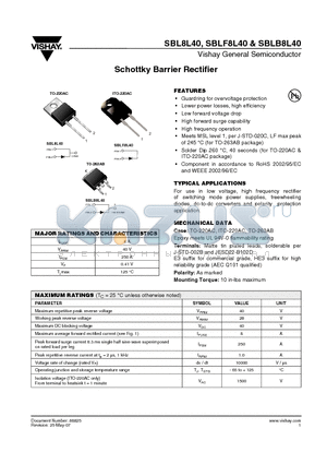 SBLB8L40-E3/45 datasheet - Schottky Barrier Rectifier