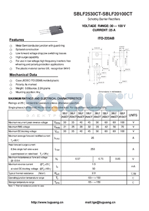 SBLF2545CT datasheet - Schottky Barrier Rectifiers