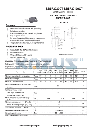 SBLF30100CT datasheet - Schottky Barrier Rectifiers