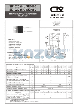 SR1035 datasheet - MINIATURE SCHOTTKY BARRIER RECTIFIER