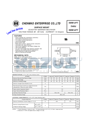 SBM15PT datasheet - SCHOTTKY BARRIER RECTIFIER