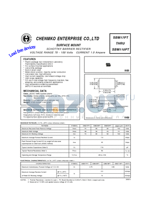 SBM17PT datasheet - SCHOTTKY BARRIER RECTIFIER