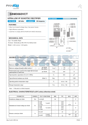 SBM3060VCT datasheet - UlTRA LOW VF SCHOTTKY RECTIFIER