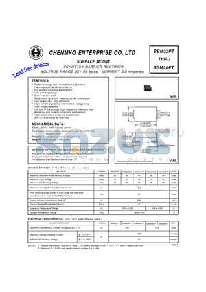 SBM34PT datasheet - SCHOTTKY BARRIER RECTIFIER