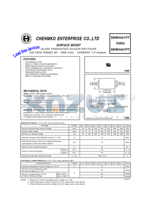 SBM4005PT datasheet - GLASS PASSIVATED SILICON RECTIFIER