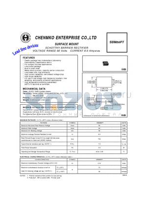 SBM86PT datasheet - SCHOTTKY BARRIER RECTIFIER