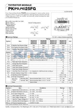 PE25FG160 datasheet - THYRISTOR MODULE
