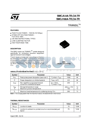 SMCJ58A-TR datasheet - TRANSILTM