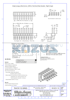 TSHCR-7-D datasheet - .0394 cl Dual Row - Right Angle Terminal Strip Header