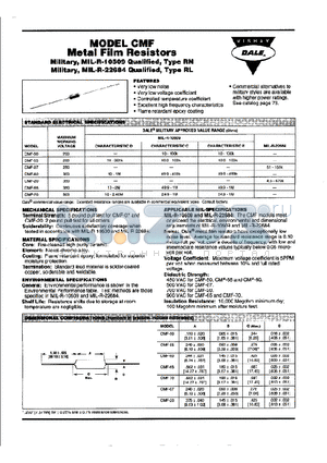 RN50C3483F datasheet - MODEL CMF Metal Film Resistors