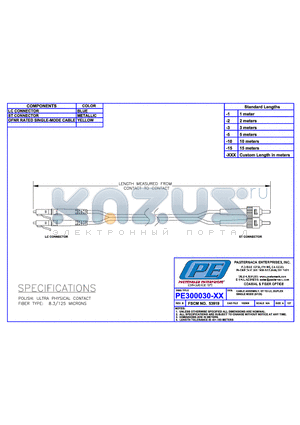 PE300030-2 datasheet - CABLE ASSEMBLY ST TO LC DUPLEX SINGLE MODE