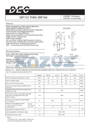 SBP750 datasheet - CURRENT 7.5Amperes VOLTAGE 35 to 60 Volts