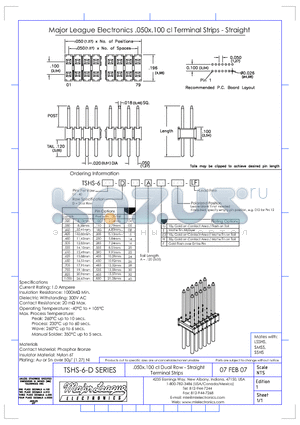 TSHS-6-D datasheet - .050x.100 cl Dual Row - Straight Terminal Strips