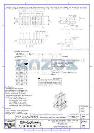 TSHSM-6-DV datasheet - Terminal Strip Headers - Surface Mount