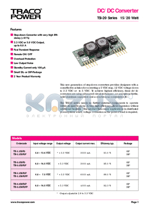 TSI-3.3S6R0P datasheet - DC/DC Converter