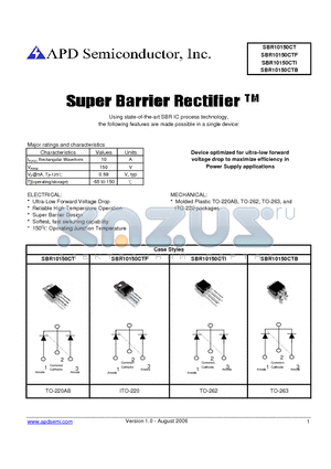SBR10150CTF datasheet - Super barrier rectifier