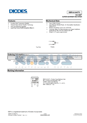 SBR10150CTL datasheet - SUPER BARRIER RECTIFIER
