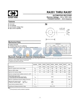 RA352 datasheet - AUTOMOTIVE RECTIFIER