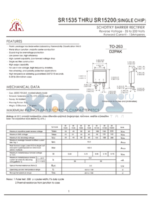 SR15100 datasheet - SCHOTTKY BARRIER RECTIFLER