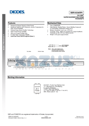 SBR15U30SP5-13 datasheet - SUPER BARRIER RECTIFIER