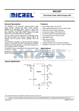 MIC5387-SG4YMT datasheet - Ultra-Small Triple 150mA Output LDO