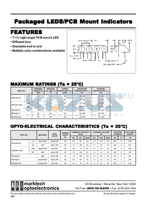 MTA4064-Y datasheet - Marktech RT Angle Quad PCB MT 5mm LEDs