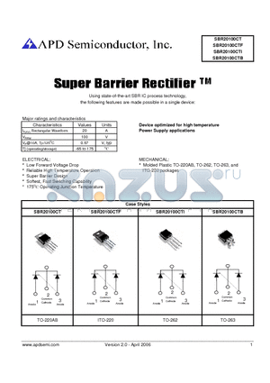 SBR20100CT datasheet - Super Barrier Rectifier