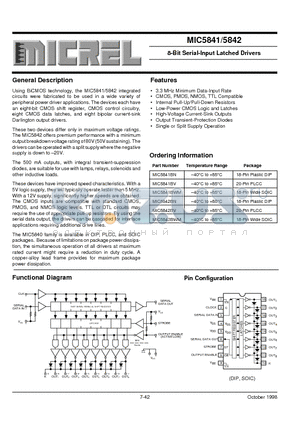 MIC5841BN datasheet - 8-Bit Serial-Input Latched Drivers