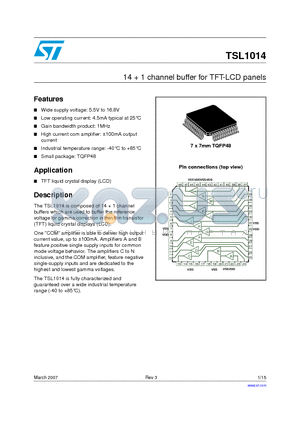 TSL1014IF datasheet - 14  1 channel buffer for TFT-LCD panels