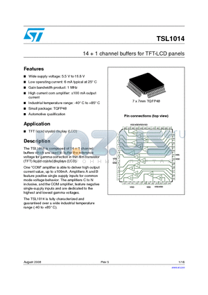 TSL1014IYF datasheet - 14  1 channel buffers for TFT-LCD panels