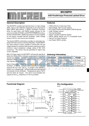 MIC58P01 datasheet - 8-Bit Parallel-Input Protected Latched Driver