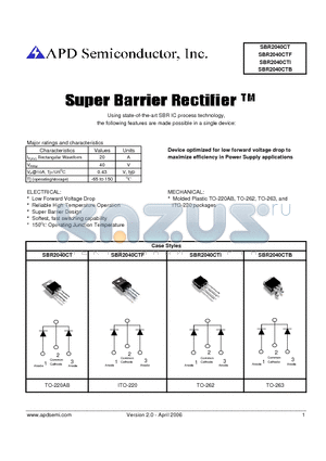 SBR2040CTF datasheet - Super Barrier Rectifier