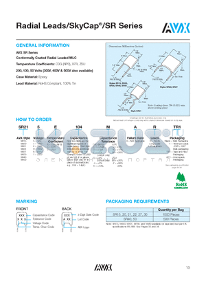 SR152A104JARAP1 datasheet - Radial Leads/SkyCap^/SR Series