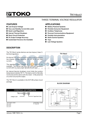 TK11650U datasheet - THREE-TERMINAL VOLTAGE REGULATOR