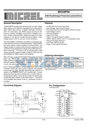 MIC59P50BV datasheet - 8-Bit Parallel-Input Protected Latched Driver