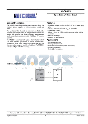 MIC6315-29D3U datasheet - Open-Drain lP Reset Circuit
