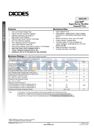 SBR2U30P1-7 datasheet - 2.0A SBR Super Barrier Rectifier