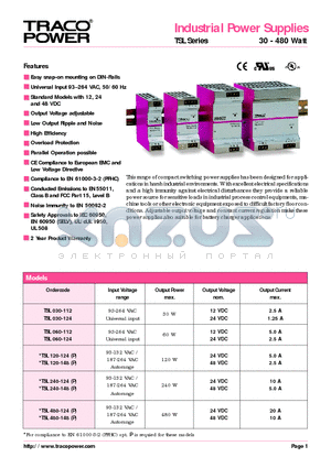 TSL240-124P datasheet - Industrial Power Supplies