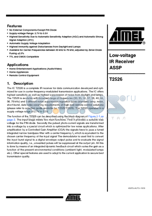T2526 datasheet - Low-voltage IR Receiver ASSP