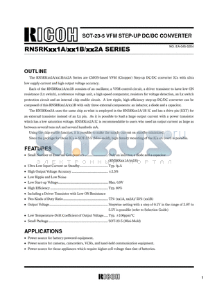 RN5RK212B-TR datasheet - SOT-23-5 VFM STEP-UP DC/DC CONVERTER