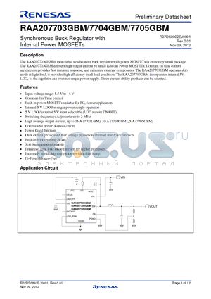 RAA207705GBM datasheet - Synchronous Buck Regulator with Internal Power MOSFETs